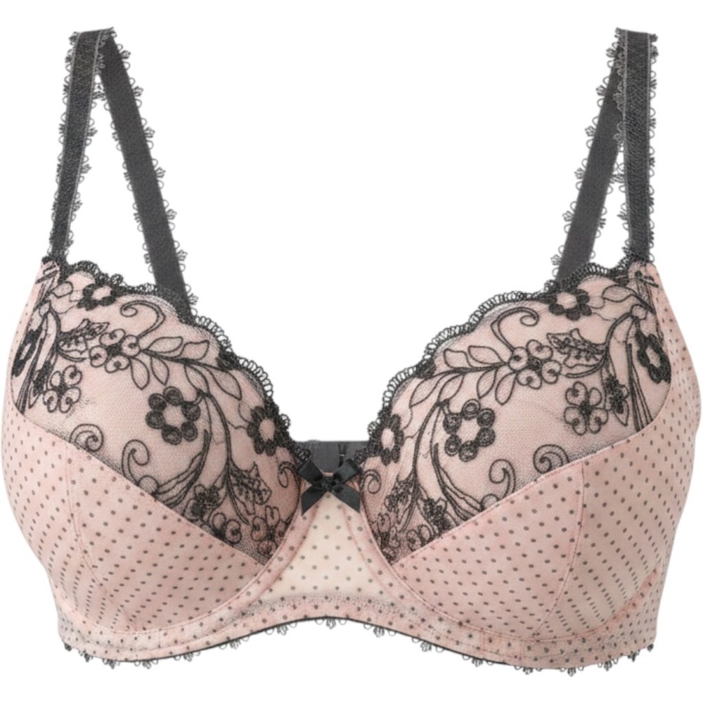 Freya Patsy Balcony Bra 34D Petal Pink Black Floral‎ Polka Dot ZA4021PP Womens